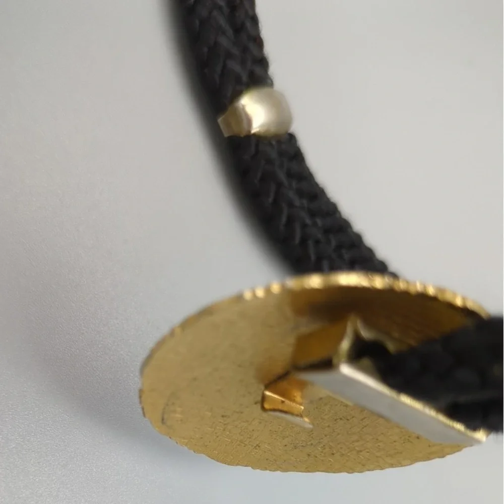 Vintage 1980s Stretch Cord Belt‎ Hook Floral Cloisonne Buckle